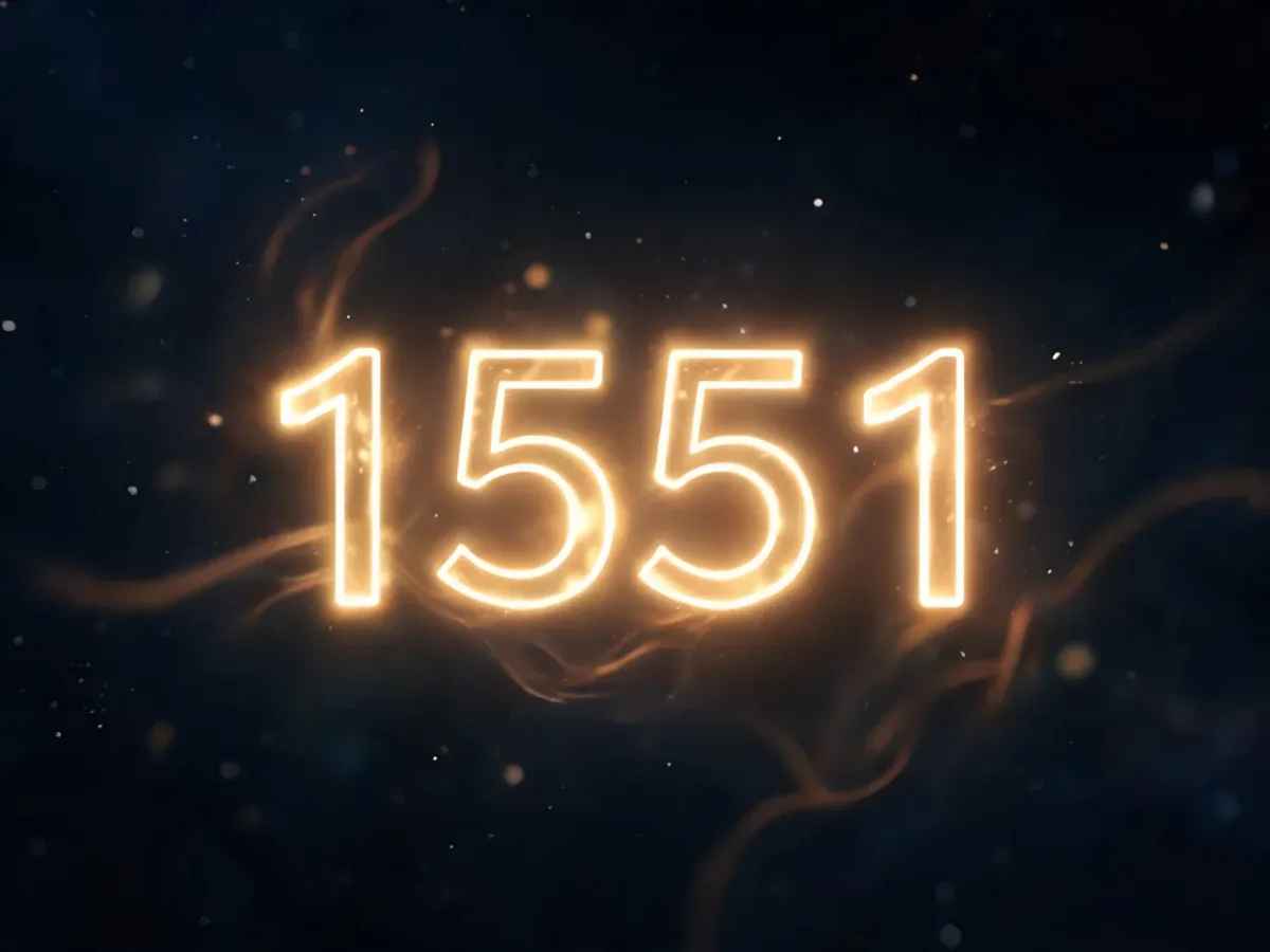 Lśniąca liczba 1551 na kosmicznym tle, symbolizująca mistyczne energie i znaczenie numerologiczne.